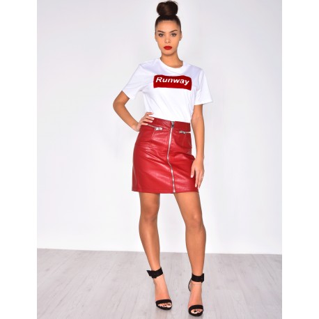 Leather Skirt with Zips