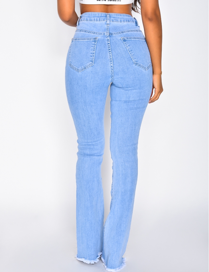 Pantalon jean fashion femme taille haute