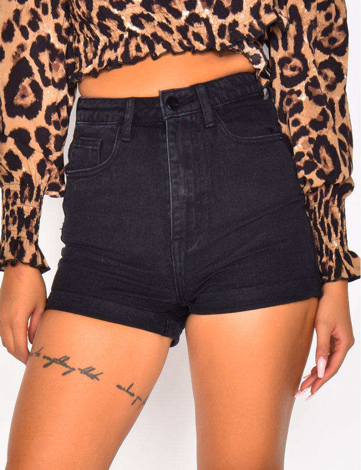 Short en jeans taille haute