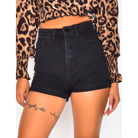 Short en jeans taille haute