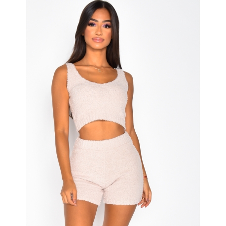 Ensemble tout doux crop-top et short