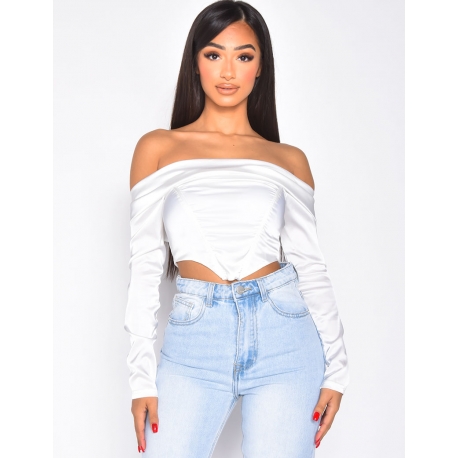 Crop-top bustier manche longues