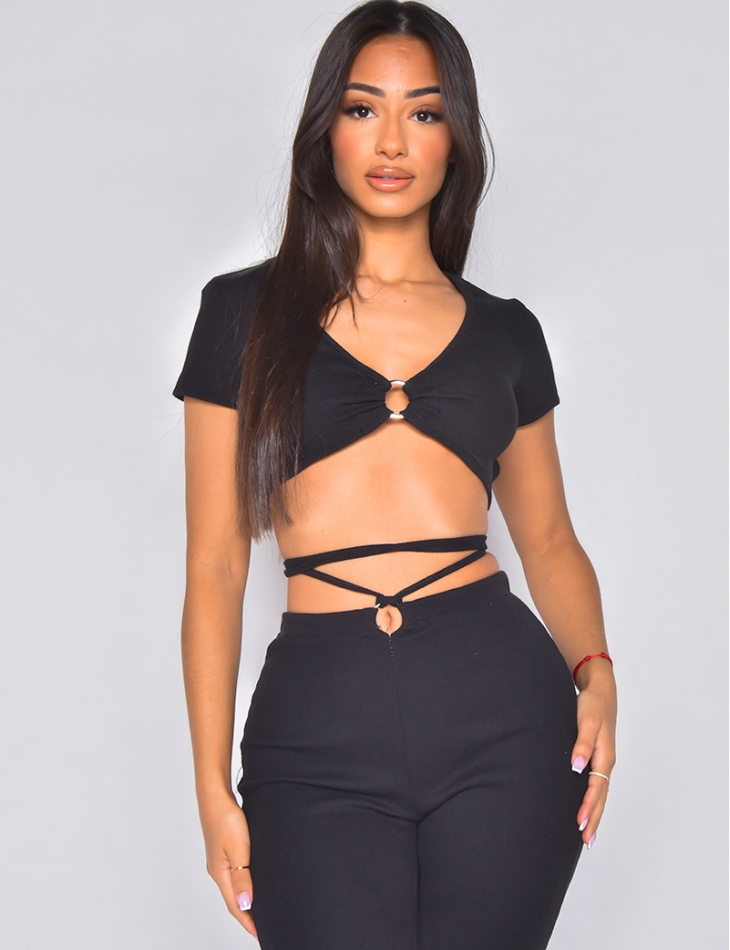 Crop top dos nu à anneau