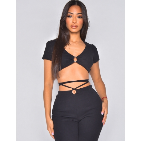 Crop top dos nu à anneau