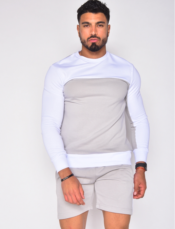 Ensemble sweat et short bi-color