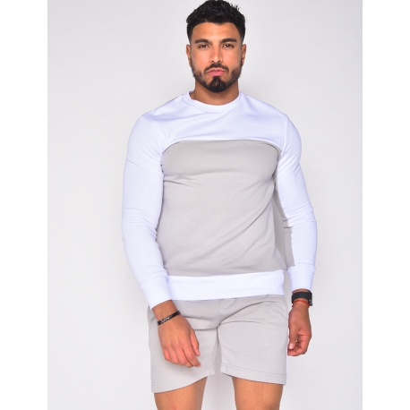 Ensemble sweat et short bi-color