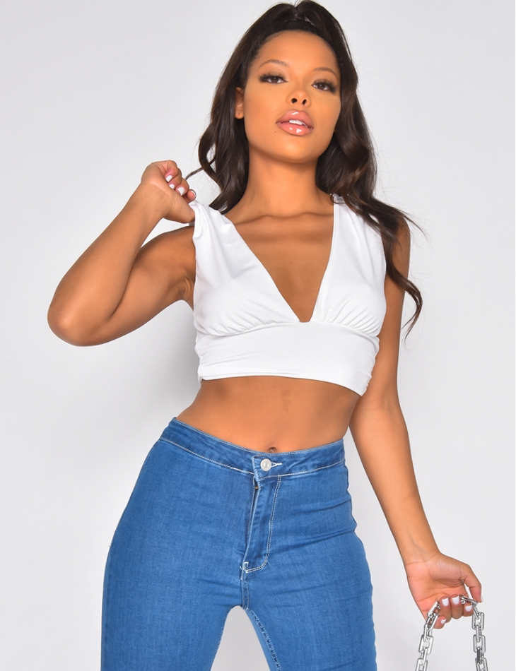 Crop-top sans manche décolleté