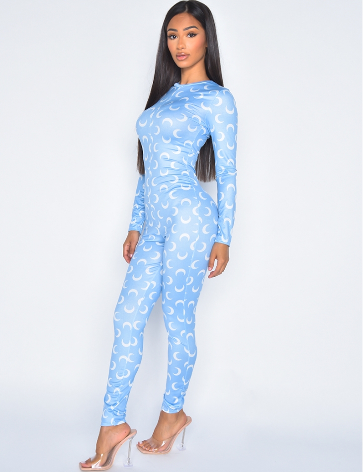 Bodycon Jumpsuit with moon pattern