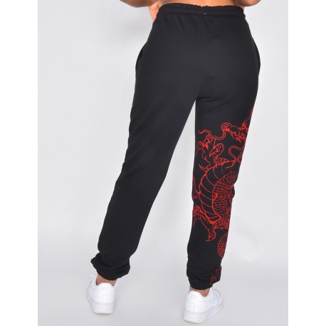 Jogging bottoms with dragon pattern