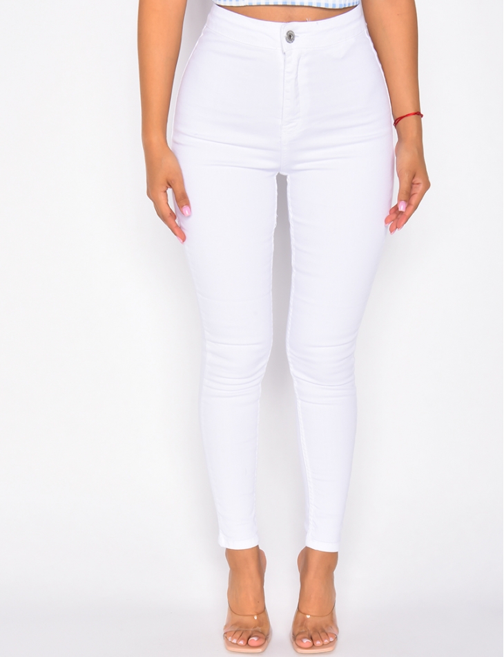 Jegging blanc taille haute