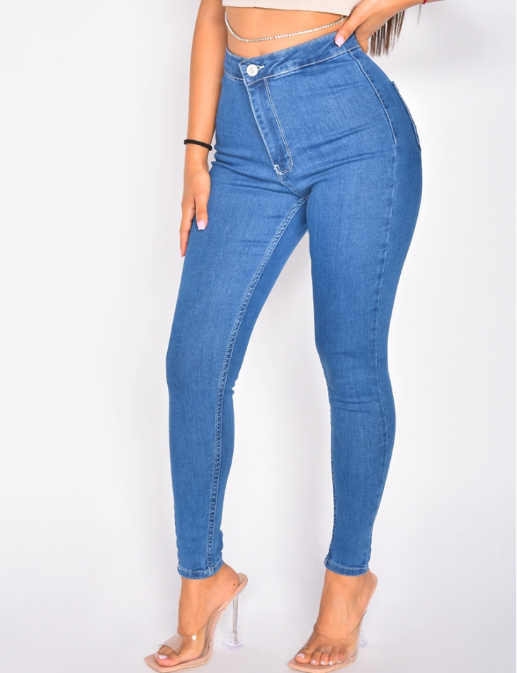 Pantalon slim femme taille haute sale