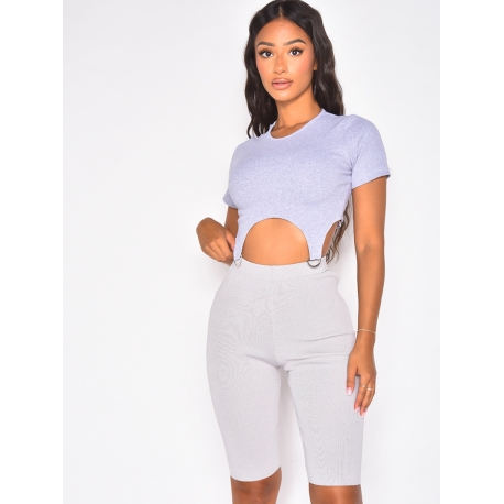 Crop top côtelé avec petits anneaux