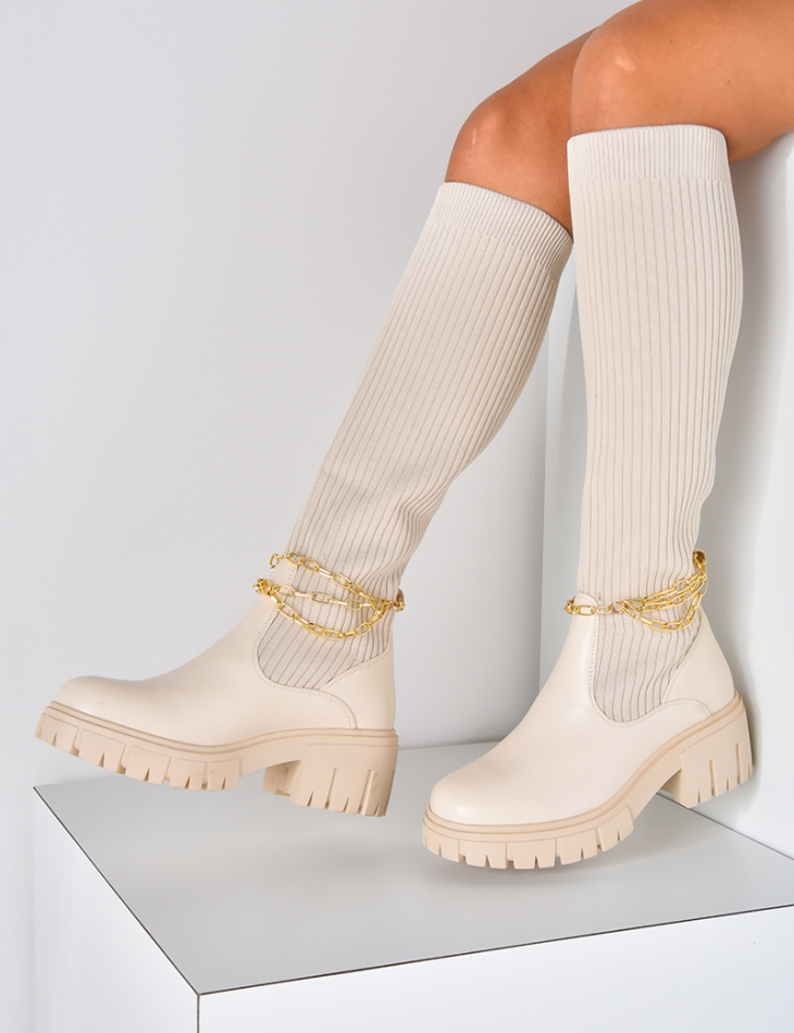 Bottes chaussettes avec petite chaîne amovible