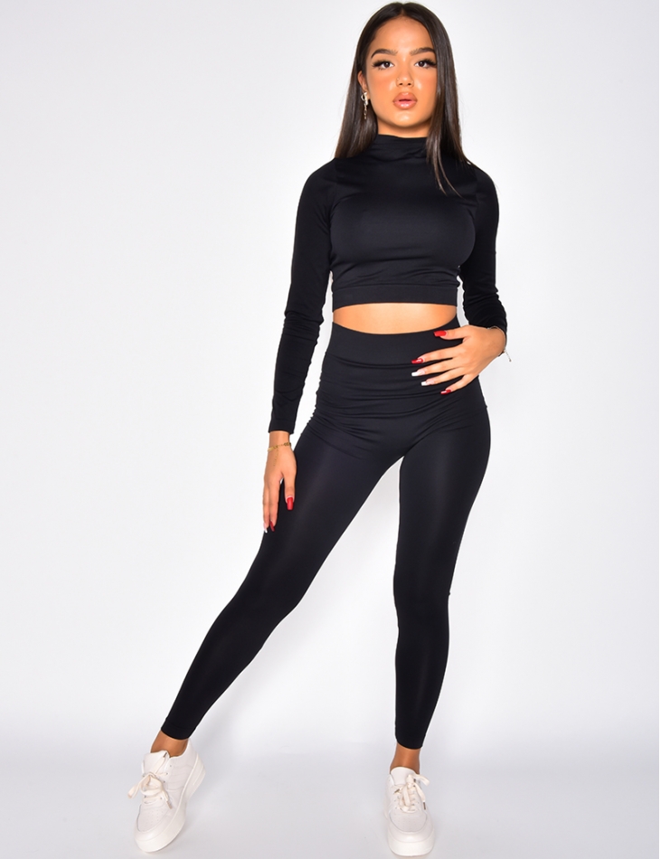 Leggings and figure hugging crop top set