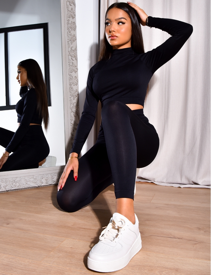 Leggings and figure hugging crop top set