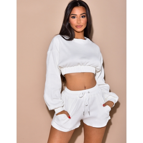 Ensemble côtelé short et sweat court