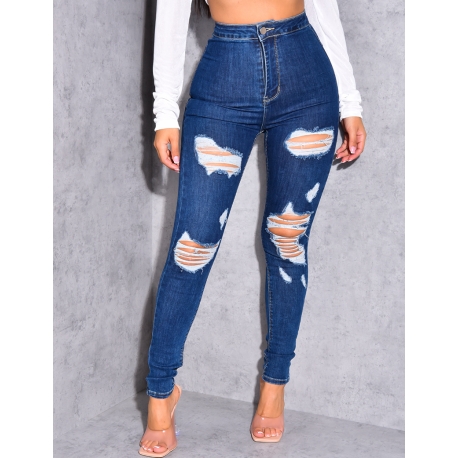 Jegging taille haute destroy