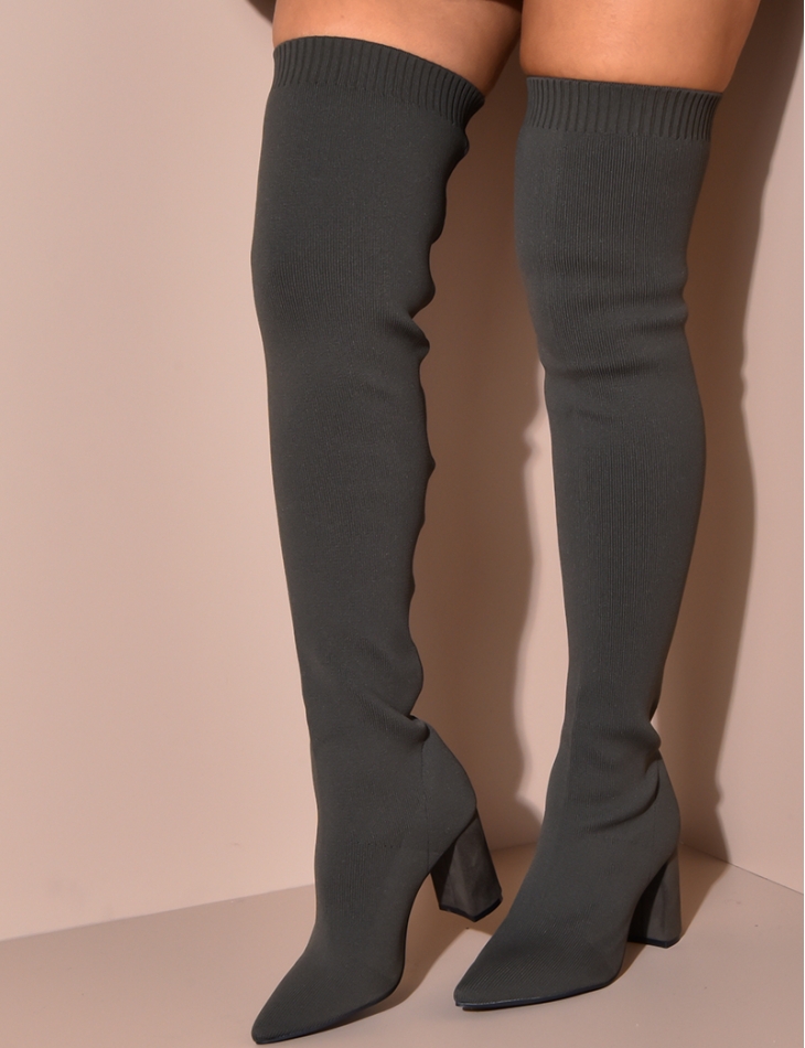 Thigh High Sock Boots with Heels