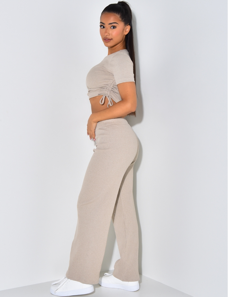 -Trousers and Ribbed T-shirt Co-ord