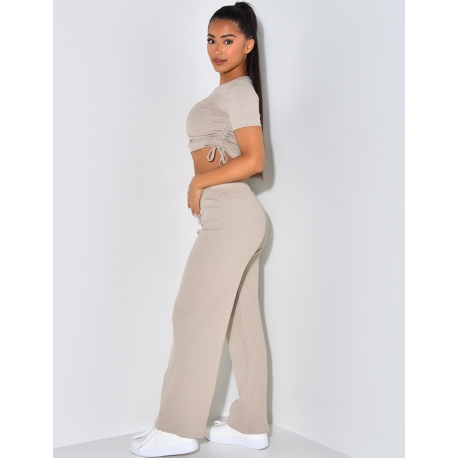 -Trousers and Ribbed T-shirt Co-ord