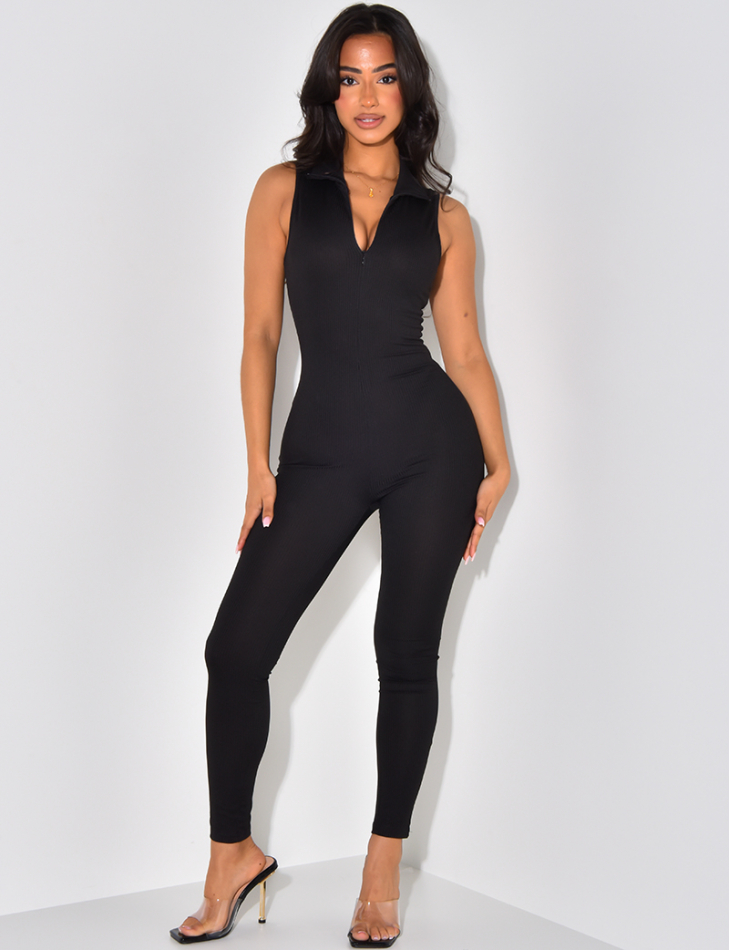 Ribbed Sleeveless Bodycon Jumpsuit