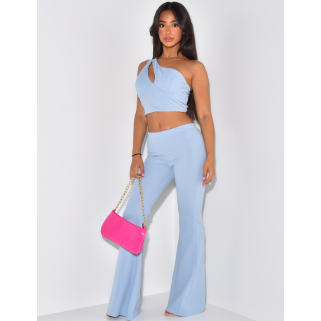 Pantalon patte d'eph et crop-top asymétrique