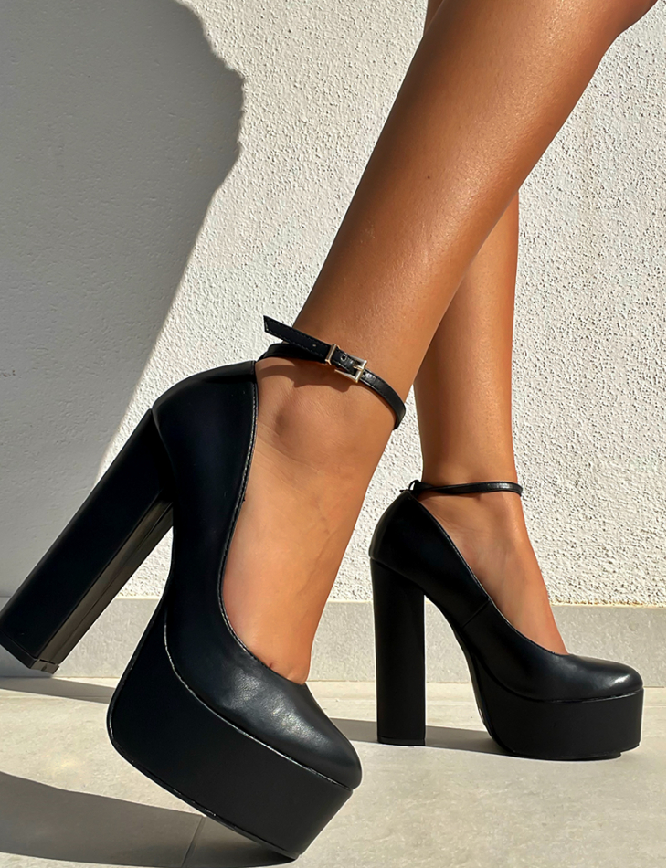 Faux Leather Platform Heels