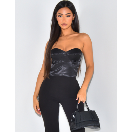 Satin Bustier Style Crop Top