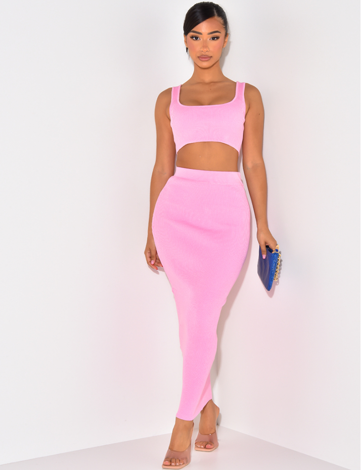 Ribbed Skirt and Crop Top Co-ord