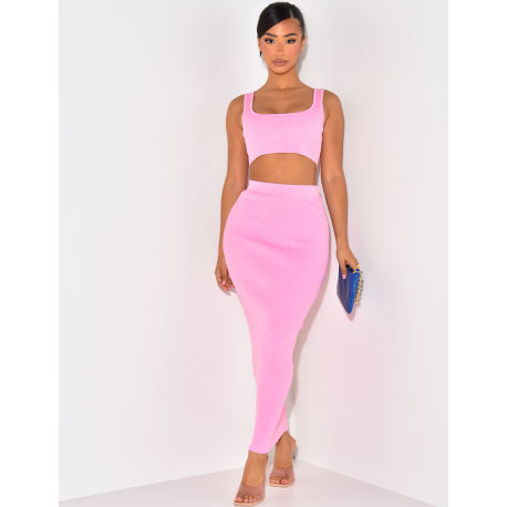 Ribbed Skirt and Crop Top Co-ord