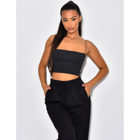 Crop-top bandeau à fines bretelles en élastiques