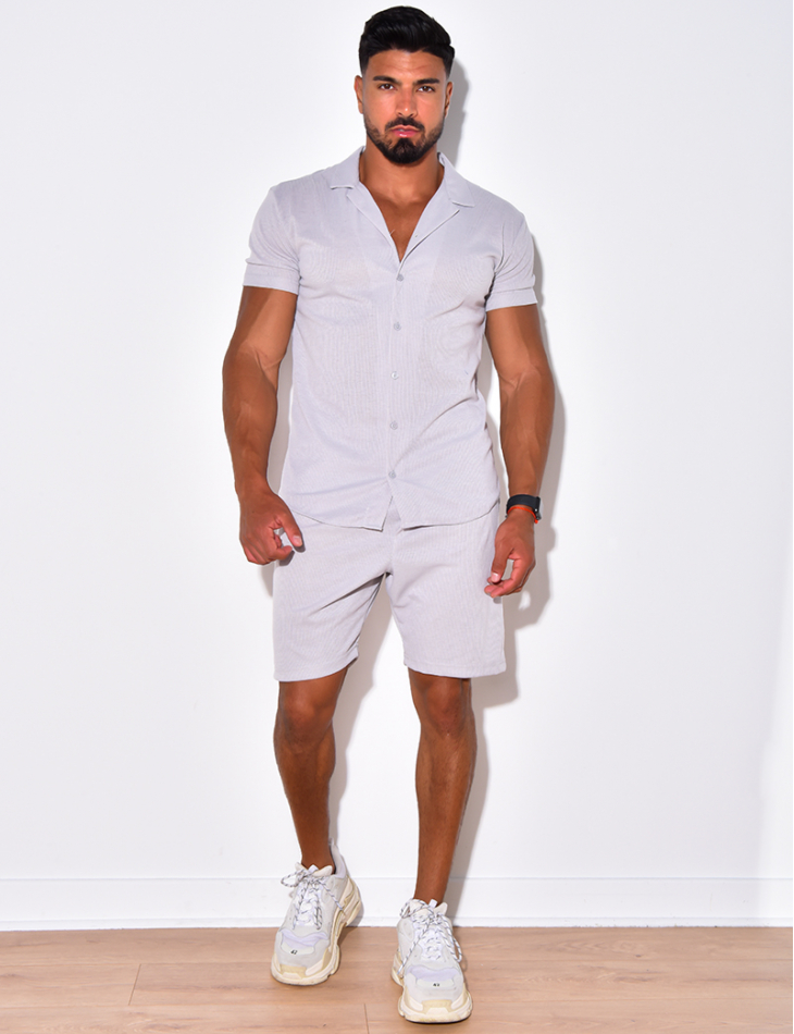 Ensemble chemise manches courtes et short côtelé