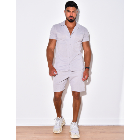 Ensemble chemise manches courtes et short côtelé