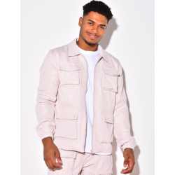 Pink cargo jacket best sale