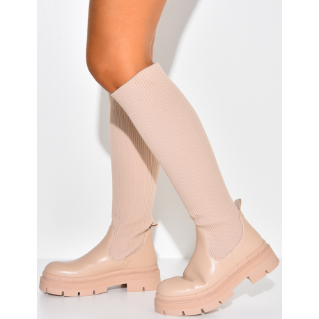 Bottes bi-matière chaussettes à semelles épaisses