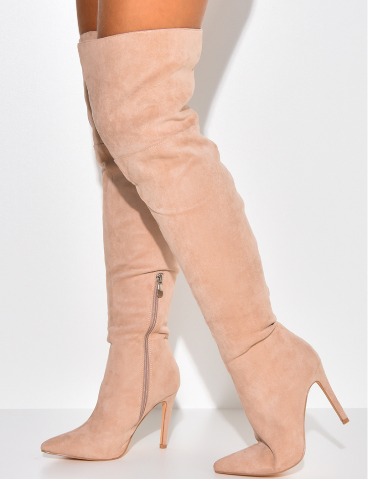 Imitation Suede Thigh high Stiletto Boots