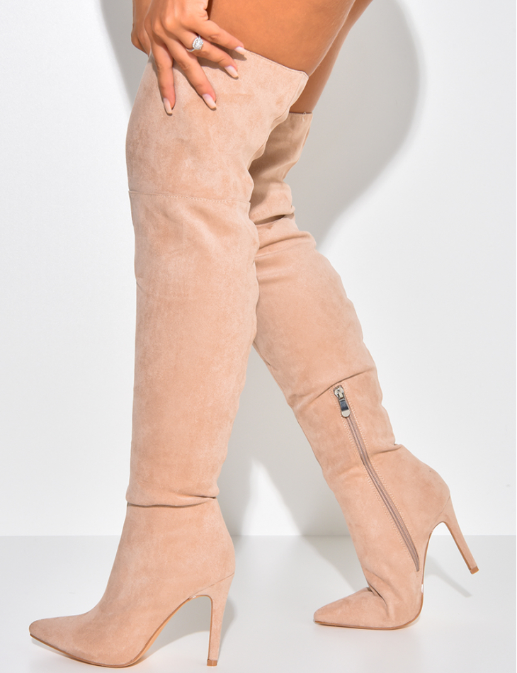 Imitation Suede Thigh high Stiletto Boots