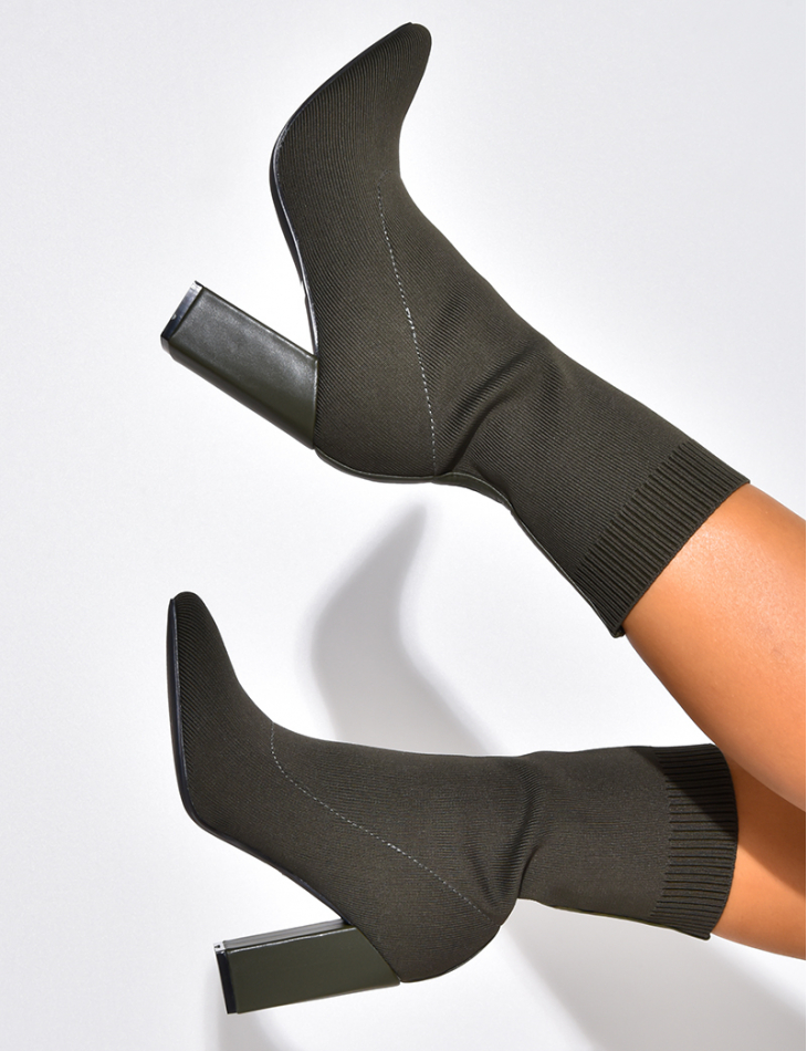 Heeled Sock Ankle Boots