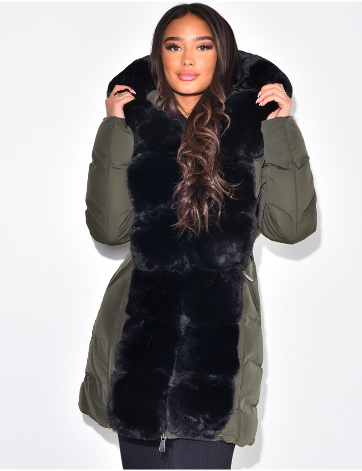 Manteau avec capuche fourrure femme pas cher best sale