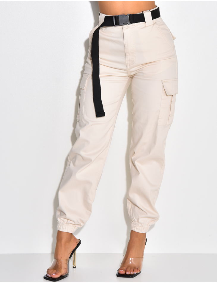 Pantalon cargo à ceinture