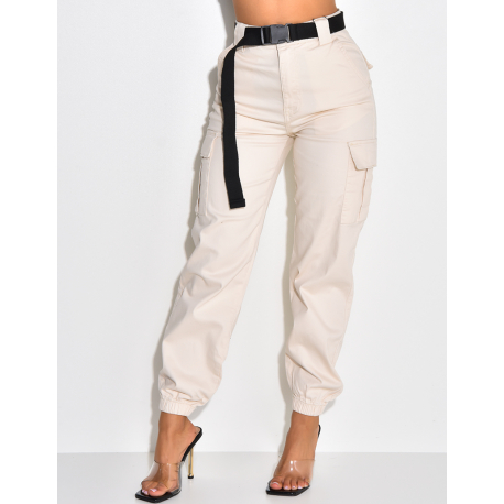 Pantalon cargo à ceinture