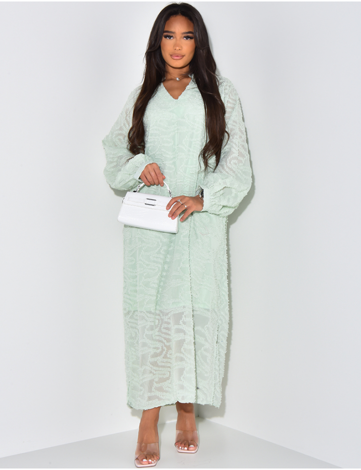 Robe abaya oversize à tissu duveteux