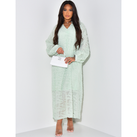 Robe abaya oversize à tissu duveteux