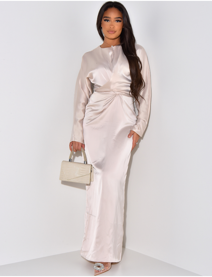 Robe longue en satin à nouer