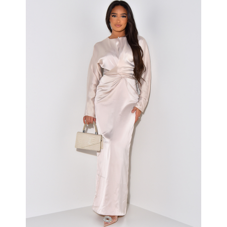 Robe longue en satin à nouer