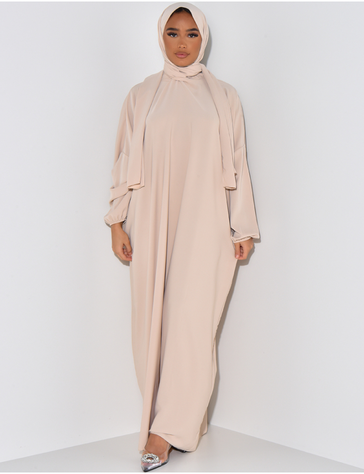 Robe abaya oversize fluide à voile integré