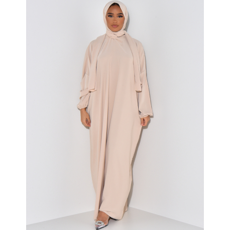 Robe abaya oversize fluide à voile integré