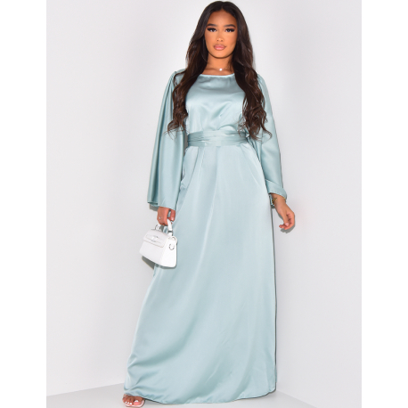 Robe longue en satin à nouer