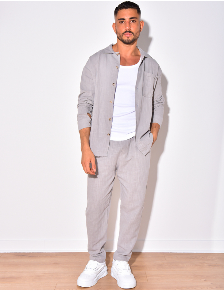 Chemise et pantalon en lin homme sale