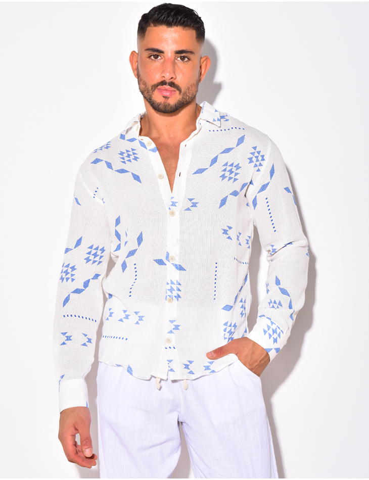 Chemise nid d'abeille à motif géométrique